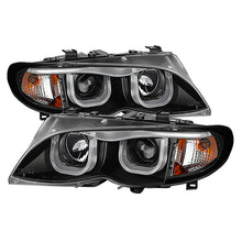Load image into Gallery viewer, Spyder BMW E46 3-Series 02-05 4DR Projector Headlights 1PC 3D Halo Blk PRO-YD-BMWE4602-4D-3DDRL-BK
