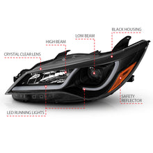 Load image into Gallery viewer, ANZO Projector Headlights With Plank Style Design Black w/Amber 15-16 Toyota Camry (4DR)
