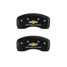 Load image into Gallery viewer, MGP 4 Caliper Covers Engraved Front &amp; Rear Chevy racing Red finish silver ch
