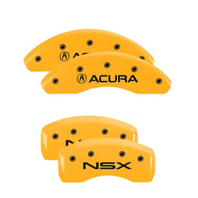Load image into Gallery viewer, MGP 4 Caliper Covers Engraved Front Acura Rear NSX Yellow Finish Black Char 2005 Acura NSX
