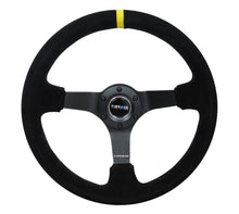 Load image into Gallery viewer, NRG Reinforced Steering Wheel (350mm / 3in. Deep) Blk Suede/X-Stitch w/5mm Blk Spoke &amp; Yellow CM
