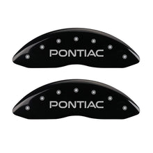 Load image into Gallery viewer, MGP 4 Caliper Covers Engraved Front Pontiac Engraved Rear GXP Black finish silver ch
