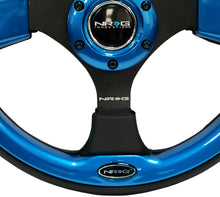 Load image into Gallery viewer, NRG Reinforced Steering Wheel (320mm) Blk w/Blue Trim
