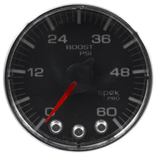 Load image into Gallery viewer, Autometer Spek-Pro Gauge Boost 2 1/16in 60psi Stepper Motor W/Peak &amp; Warn Blk/Chrm
