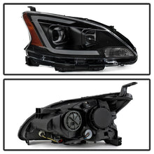 Load image into Gallery viewer, xTune 13-15 Nissan Sentra DRL LED Light Bar Proj Halogen Headlights - Blk Smoke (PRO-JH-NS13-LB-BSM)
