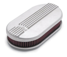Load image into Gallery viewer, Edelbrock Air Cleaner Classic Series Oval Aluminum Top Cloth Element 17 5In X 9 35In X 3 9In Satin
