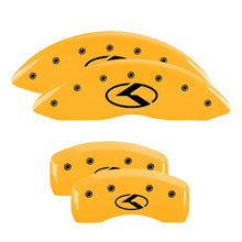 Load image into Gallery viewer, MGP 4 Caliper Covers Engraved Front &amp; Rear Circle K/Kia Yellow finish black ch
