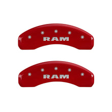 Load image into Gallery viewer, MGP 4 Caliper Covers Engraved Front &amp; Rear RAM Red finish silver ch
