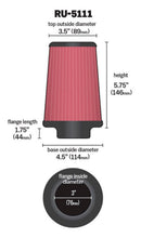 Load image into Gallery viewer, K&amp;N Filter Universal Rubber Filter 3  Flange 4 1/2 Base inch 3 1/2 inch Top 5 3/4 inch Height
