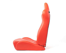 Load image into Gallery viewer, NRG Reclinable Sport Seats (Pair) The Arrow Red Vinyl w/ Pressed NRG Logo w/ Red Stitch
