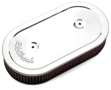 Load image into Gallery viewer, Edelbrock Air Cleaner Pro-Flo Series Oval Steel Top Cloth Element 13 5In X 7In X 3 5In Chrome
