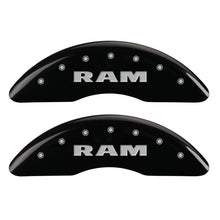 Load image into Gallery viewer, MGP 4 Caliper Covers Engraved Front RAM Engraved Rear RAMHEAD Black finish silver ch
