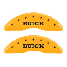 Load image into Gallery viewer, MGP 4 Caliper Covers Engraved Front Buick Rear Yellow Finish Black Char 2015 Buick Regal
