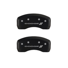 Load image into Gallery viewer, MGP 4 Caliper Covers Engraved Front &amp; Rear With stripes/Dodge Red finish silver ch
