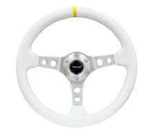 Load image into Gallery viewer, NRG Reinforced Steering Wheel (350mm / 3in. Deep) Wht Leather w/Silver Spoke &amp; Single Yellow Mark
