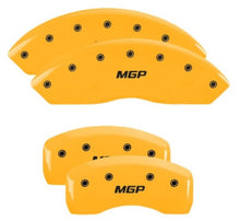 Load image into Gallery viewer, MGP 4 Caliper Covers Engraved Front &amp; Rear MGP Yellow Finish Black Char 2010 Infiniti G37
