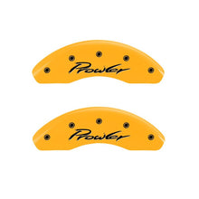 Load image into Gallery viewer, MGP 4 Caliper Covers Engraved Front &amp; Rear 97-02 Chrysler Prowler Yellow Finish Black Prowler Logo
