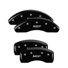 Load image into Gallery viewer, MGP 4 Caliper Covers Engraved Front &amp; Rear Impala style/SS Black finish silver ch
