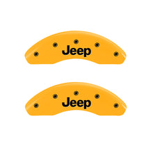 Load image into Gallery viewer, MGP 4 Caliper Covers Engraved Front &amp; Rear JEEP Yellow finish black ch
