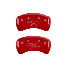 Load image into Gallery viewer, MGP 4 Caliper Covers Engraved Front Block/Challenger Engraved Rear Vintage Style/RT Red fnsh slvr ch
