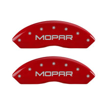 Load image into Gallery viewer, MGP 4 Caliper Covers Engraved Front &amp; Rear MOPAR Red finish silver ch
