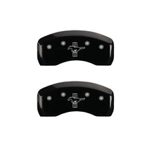 Load image into Gallery viewer, MGP 4 Caliper Covers Engraved Front Mustang Engraved Rear Bar &amp; Pony Black finish silver ch
