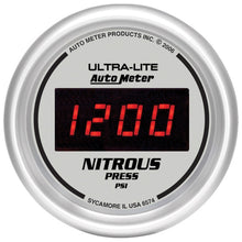 Load image into Gallery viewer, Autometer Ultra-Lite 2-1/16in 1600 PSI Digital Nitrous Pressure Gauge - Silver
