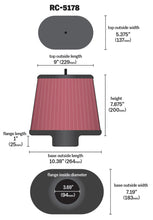Load image into Gallery viewer, K&amp;N Universal Air Filter - Oval Straight - 3.688in Flange ID x 10.25in Base O/S Length x 7.875in H
