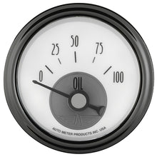 Load image into Gallery viewer, Autometer Prestige Series Pearl 2-1/16in 100PSI Electronic Oil Pressure Gauge
