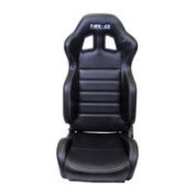 Load image into Gallery viewer, NRG Reclinable Sport Seats (Pair) PVC Leather w/NRG Logo - Black w/White Stitching
