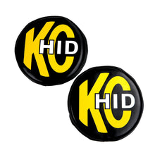 Load image into Gallery viewer, KC HiLiTES 8in. Round Soft Cover HID (Pair) - Black w/Yellow Brushed KC Logo
