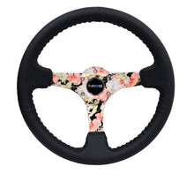 Load image into Gallery viewer, NRG Reinforced Steering Wheel (350mm / 3in. Deep) Blk Leather Floral Dipped w/ Blk Baseball Stitch
