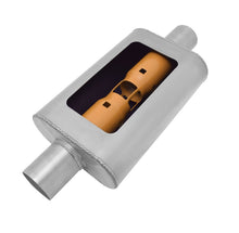 Load image into Gallery viewer, Gibson MWA Superflow Center/Center Oval Muffler - 4x9x14in/2.25in Inlet/2.25in Outlet - Stainless

