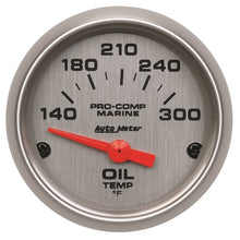 Load image into Gallery viewer, Autometer Marine Silver Ultra-Lite 2-1/16in Electric Oil Temperature Gauge 140-300 Deg F

