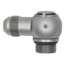 Load image into Gallery viewer, DeatschWerks 8AN ORB Male to 8AN Male Flare Low Profile 90-Degree Swivel - Anodized DW Titanium
