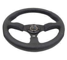Load image into Gallery viewer, NRG Reinforced Steering Wheel (350mm / 2.5in. Deep) Blk Leather Comfort Grip w/5mm Matte Blk Spokes
