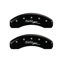 Load image into Gallery viewer, MGP 4 Caliper Covers Engraved Front &amp; Rear SSR Black finish silver ch
