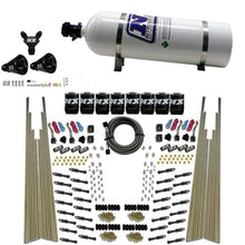 Load image into Gallery viewer, Nitrous Express 8 Cyl Dry Direct Port Four Stage 8 Solenoids Nitrous Kit (200-600HP) w/15lb Bottle
