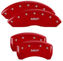 Load image into Gallery viewer, MGP 4 Caliper Covers Engraved Front &amp; Rear MGP Red Finish Silver Char 2019 Chevrolet Blazer
