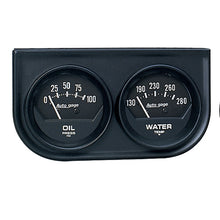 Load image into Gallery viewer, Autometer AutoGage Two-Gauge Console 52.4mm Mech 0-100 PSI Oil Press / 130-280 Deg Water Temp- Black
