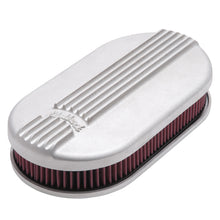 Load image into Gallery viewer, Edelbrock Air Cleaner Classic Series Oval Aluminum Top Cloth Element 17 5In X 9 35In X 3 9In Satin
