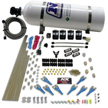Load image into Gallery viewer, Nitrous Express 8 Cyl Shark Direct Port 4 Solenoids Nitrous Kit (200-600HP) w/15lb Bottle
