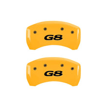 Load image into Gallery viewer, MGP 4 Caliper Covers Engraved Front Pontiac Rear G8 Yellow Finish Black Char 2008 Pontiac G8
