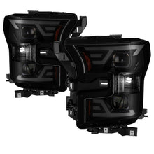 Load image into Gallery viewer, xTune 15-17 Ford F-150 DRL LED Light Bar Projector Headlights - Black Smoke (PRO-JH-FF15015-LB-BSM)
