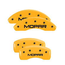 Load image into Gallery viewer, MGP 4 Caliper Covers Engraved Front &amp; Rear Mopar Yellow Finish Black Char 2001 Chrysler PT Cruiser

