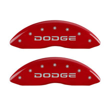 Load image into Gallery viewer, MGP 4 Caliper Covers Engraved Front &amp; Rear Broken D/Dodge Red finish silver ch
