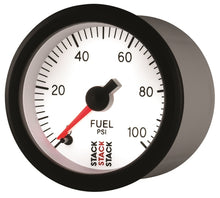 Load image into Gallery viewer, Autometer Stack 52mm 0-100 PSI 1/8in NPTF Male Pro Stepper Motor Fuel Pressure Gauge - White
