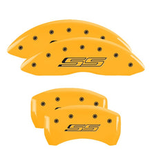 Load image into Gallery viewer, MGP 4 Caliper Covers Engraved Front &amp; Rear Gen 5/SS Yellow finish black ch
