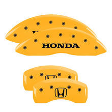 Load image into Gallery viewer, MGP 2 Caliper Covers Engraved Front Honda Yellow Finish Black Characters 1999 Honda Accord

