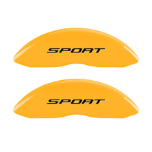 Load image into Gallery viewer, MGP 4 Caliper Covers Engraved Front &amp; Rear No Bolts/Sport 2015 Yellow finish black ch
